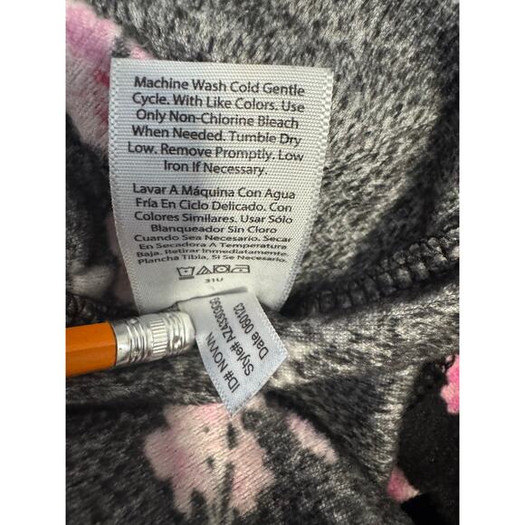 Aerie Floral Long-Sleeve Nightgown – Black/Pink Dark Floral– Size XL-Cozy Velour - Picture 6 of 7